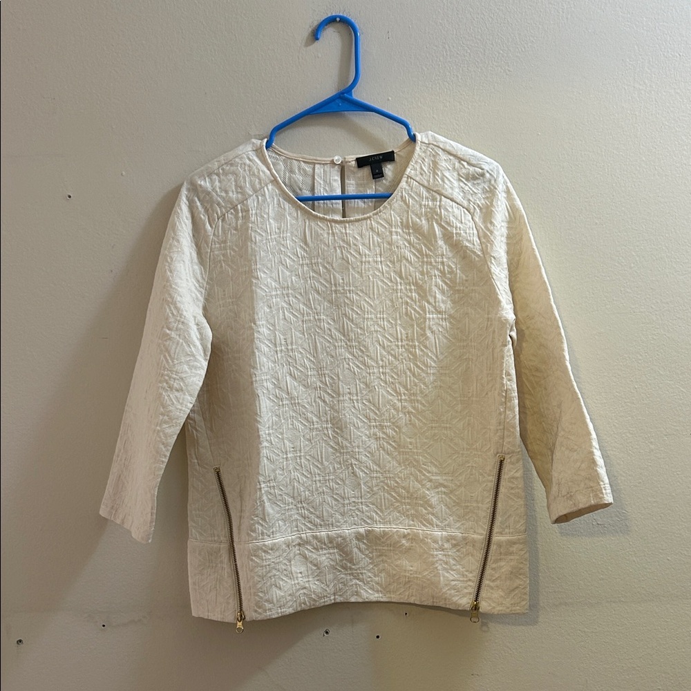 J. Crew Ivory Textured Top